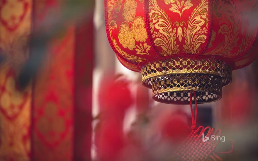 Red lanterns on the streets of Chengdu, Sichuan Province, China