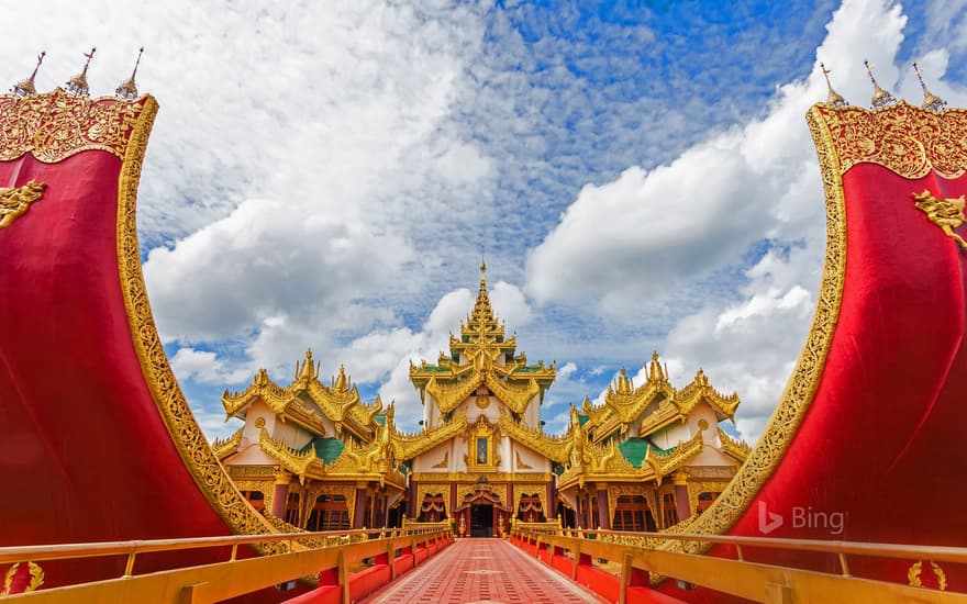 Karaweik palace barge on Kandawgyi Lake, Rangoon, Burma