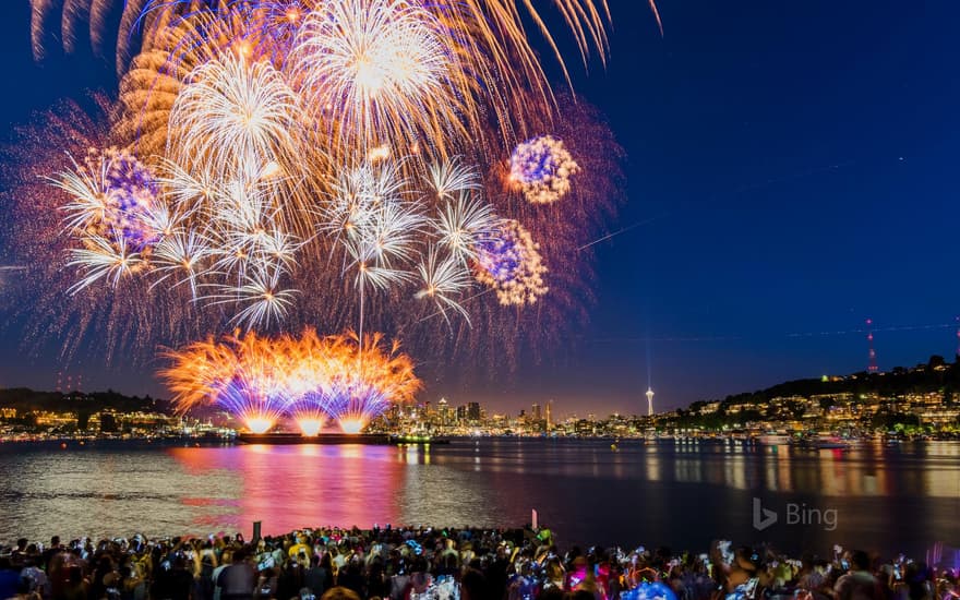 July 4th fireworks over Lake Union, Seattle