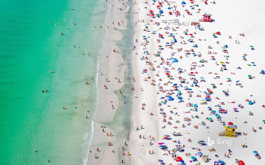 Aerial view of Siesta Beach, Siesta Key, Florida